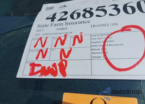 2017 Ford Transit-350 Xlt из США, поврежденный, VIN 1FBZX2YM1HKA28528